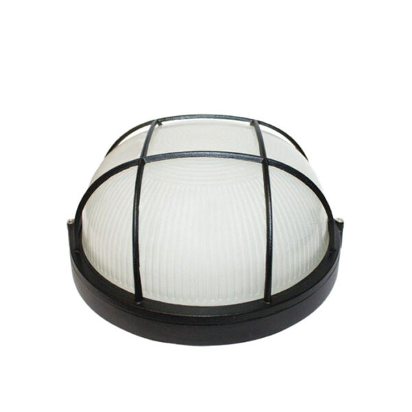 Aca Light Οροφής Χελώνα 1Φ Αλουμινίου με Καγκελάκι 19cm Μαύρη