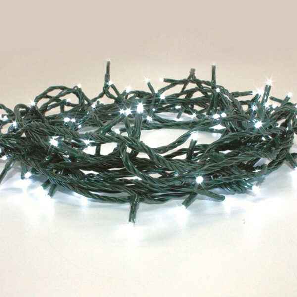 Aca Xmas Lighting Λαμπάκια LEDs 100τεμ σε Σειρά 4,95μέτρα με 8 Λειτουργίες IP44 με Πράσινο Καλώδιο 220-240V AC / 31V DC - Ψυχρό Λευκό