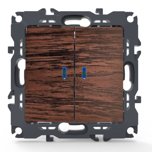 Acaelec Prime Μηχανισμός Διακόπτη K/R με Λυχνία LED Προσ/μου 10AX Απόχρωση Ξύλου