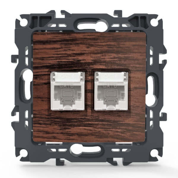 Acaelec Prime Μηχανισμός Πρίζα Δικτύου Διπλή RJ45 (CAT6) Απόχρωση Ξύλου