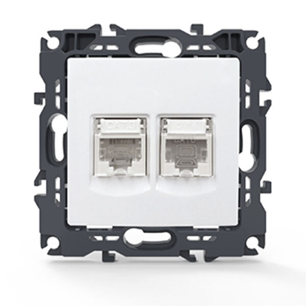 Acaelec Prime Μηχανισμός Πρίζα Τηλεφώνου RJ11  + RJ45 (CAT6) Λευκή