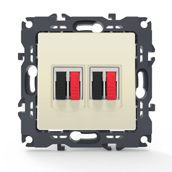Acaelec Prime Μηχανισμός Πρίζα Ηχείων Διπλή 36-230V IP20 Ιβουάρ