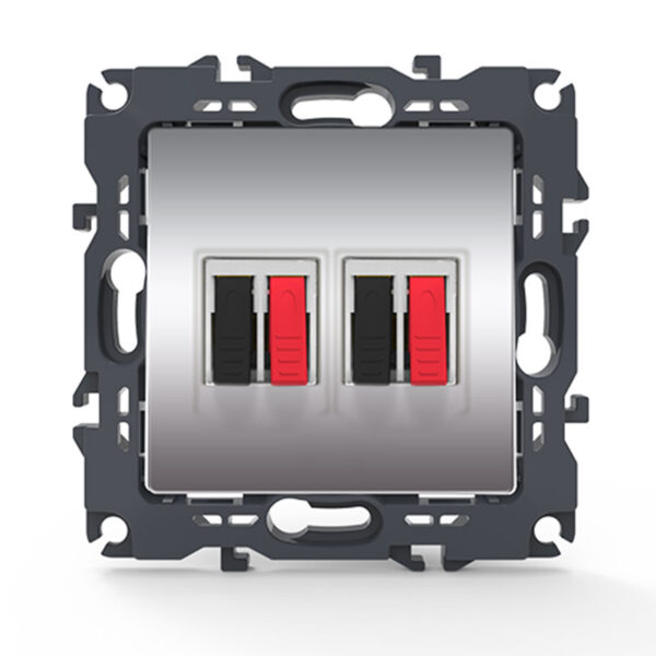 Acaelec Prime Μηχανισμός Πρίζα Ηχείων Διπλή 36-230V IP20 Αλουμίνιο Ματ
