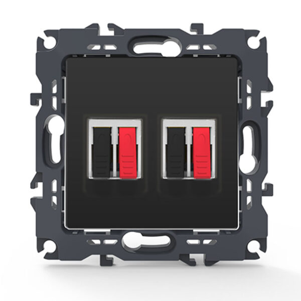 Acaelec Prime Μηχανισμός Πρίζα Ηχείων Διπλή 36-230V IP20 Ανθρακί Ματ