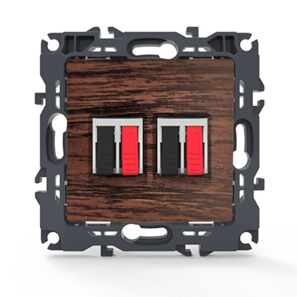 Acaelec Prime Μηχανισμός Πρίζα Ηχείων Διπλή 36-230V IP20 Απόχρωση Ξύλου