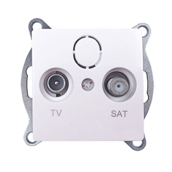 Acaelec Prime Μηχανισμός Πρίζα TV+SAT Διέλευσης Λευκή