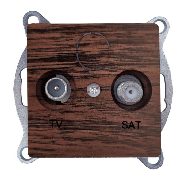 Acaelec Prime Μηχανισμός Πρίζα TV+SAT Διέλευσης Απόχρωση Ξύλου