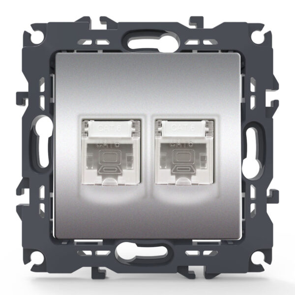 Acaelec Prime Μηχανισμός Πρίζα Δικτύου Διπλή RJ45 (CAT6) Αλουμίνιο Ματ
