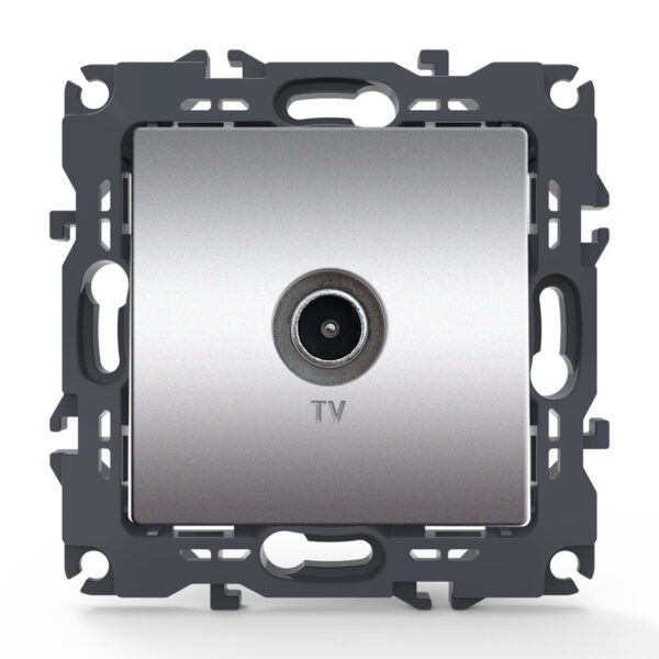 Acaelec Prime Μηχανισμός Πρίζα TV Διέλευσης Αλουμίνιο Ματ