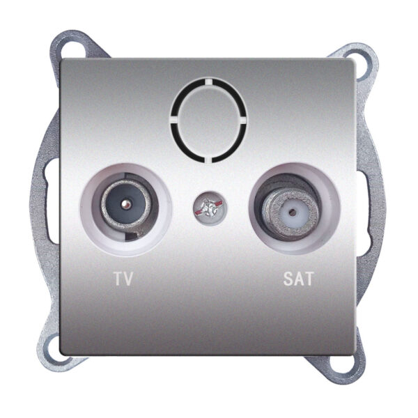 Acaelec Prime Μηχανισμός Πρίζα TV+SAT Διέλευσης Αλουμίνιο Ματ