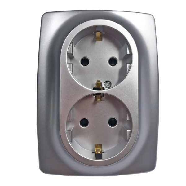 Acaelec Prime Μηχανισμός Πρίζα Σούκο Ασφαλείας Διπλή 16A Αλουμίνιο Ματ