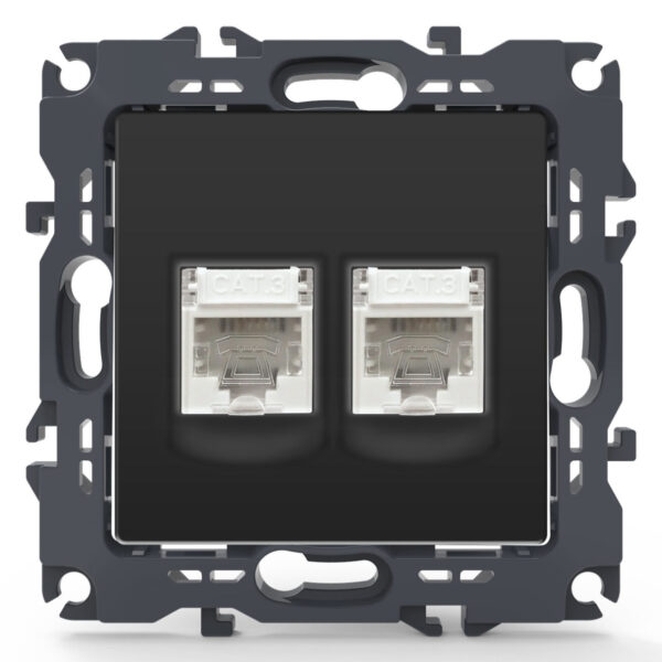 Acaelec Prime Μηχανισμός Πρίζα Τηλεφώνου Διπλή RJ11 Ανθρακί Ματ