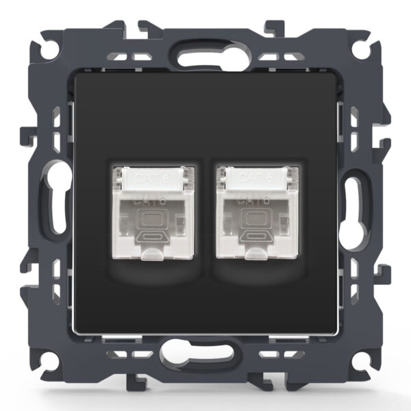 Acaelec Prime Μηχανισμός Πρίζα Δικτύου Διπλή RJ45 (CAT6) Ανθρακί Ματ
