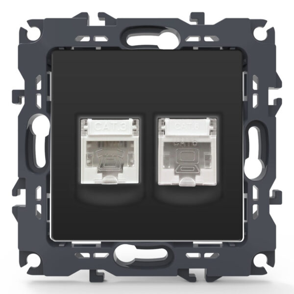 Acaelec Prime Μηχανισμός Πρίζα Τηλεφώνου RJ11 + RJ45 (CAT6) Ανθρακί Ματ