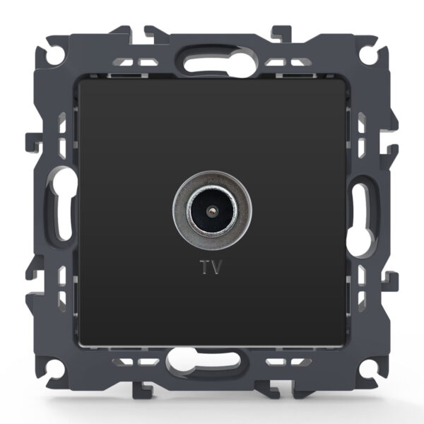 Acaelec Prime Μηχανισμός Πρίζα TV Διέλευσης Ανθρακί Ματ