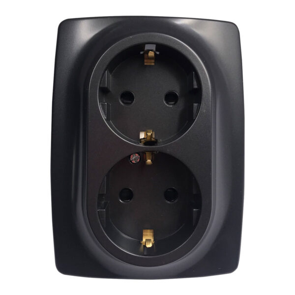 Acaelec Prime Μηχανισμός Πρίζα Σούκο Ασφαλείας Διπλή 16A Ανθρακί Ματ