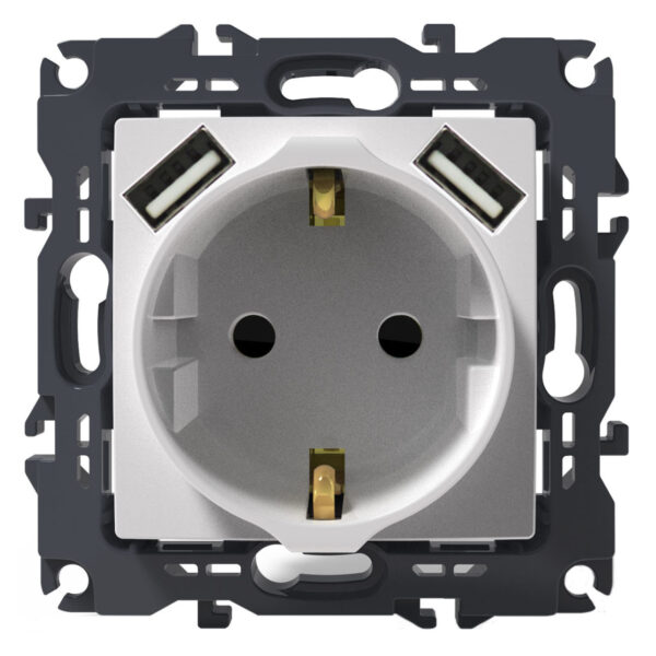 Acaelec Prime Μηχανισμός Πρίζα Σούκο Ασφαλείας 16A + 2 USB 5A Λευκή