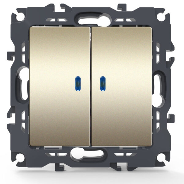 Acaelec Prime Μηχανισμός Διακόπτη K/R με Λυχνία LED Προσ/μου 10AX Σαμπανιζέ Ματ