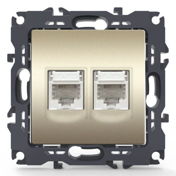 Acaelec Prime Μηχανισμός Πρίζα Τηλεφώνου Διπλή RJ11 Σαμπανιζέ Ματ