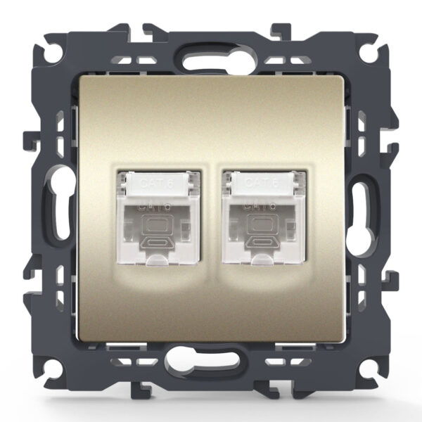 Acaelec Prime Μηχανισμός Πρίζα Δικτύου Διπλή RJ45 (CAT6) Σαμπανιζέ Ματ