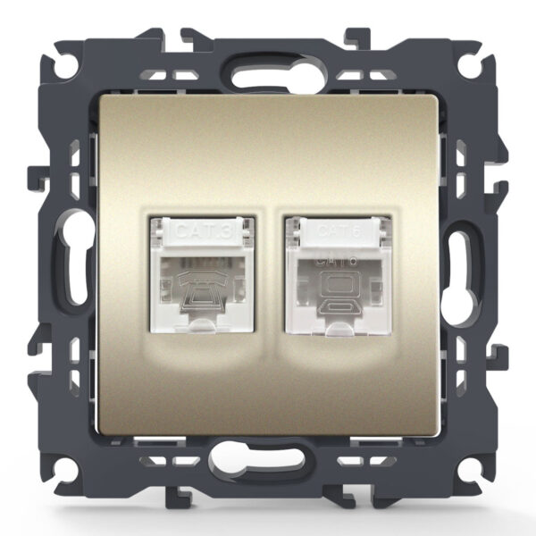 Acaelec Prime Μηχανισμός Πρίζα Τηλεφώνου RJ11 + RJ45 (CAT6) Σαμπανιζέ Ματ