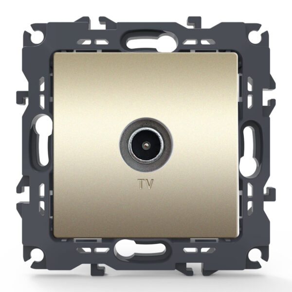 Acaelec Prime Μηχανισμός Πρίζα TV Διέλευσης Σαμπανιζέ Ματ