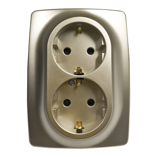 Acaelec Prime Μηχανισμός Πρίζα Σούκο Ασφαλείας Διπλή 16A Σαμπανιζέ Ματ