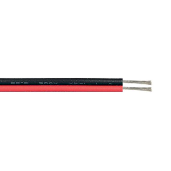 Καλώδιο Πλακέ 2AWG22 για Ταινία LED Μαύρο - Κόκκινο 2x0,12mm²