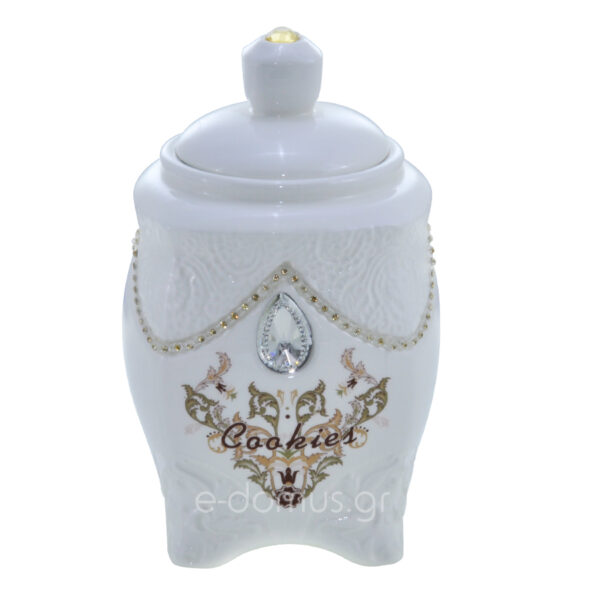 Κεραμική Μπισκοτιέρα με Πέτρα και Strass 12x21cm
