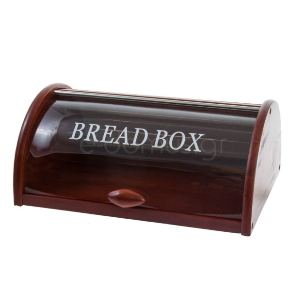 Ψωμιέρα Ξύλινη Bread Οβάλ με Ακρυλικό Καπάκι Κερασί 350mm