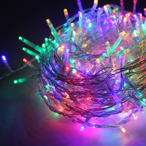 Aca Xmas Χριστουγεννιάτικη Σειρά με 300 LED Λαμπάκια (Ανά 5 cm), Πολύχρωμα, Αντάπτορας (31V DC) & 8 Προγράμματα, IP44, 15 m, Διάφανο Καλώδιο