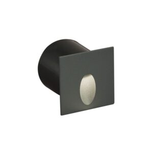 Χωνευτό σποτ τοίχου Serifos LED 3W – Ανθρακί, τετράγωνο, IP54, 3000K, για εξωτερική χρήση, διαστάσεις 80x80x73mm.