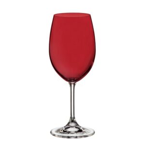 CRYSTAL BOHEMIA Σετ 6 Ποτήρια Κολωνάτα Νερού Sylvia Red, 450ml