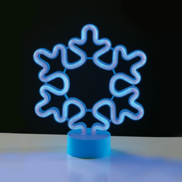 Aca Decor Χιονονιφάδα, Neon LED Λάμπα, Μπλε, Μπαταρία (3xAA)/USB, IP20, 21x8.5x25cm